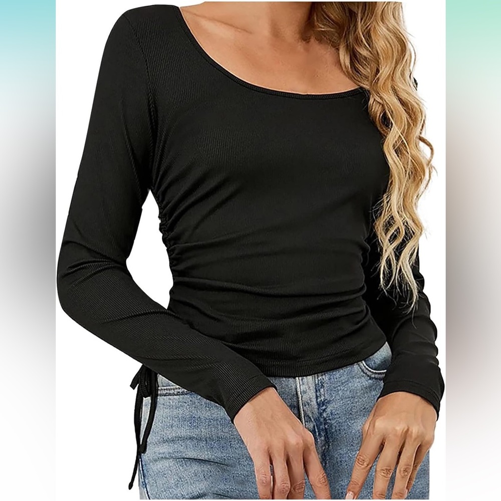 Black long sleeve top with ties